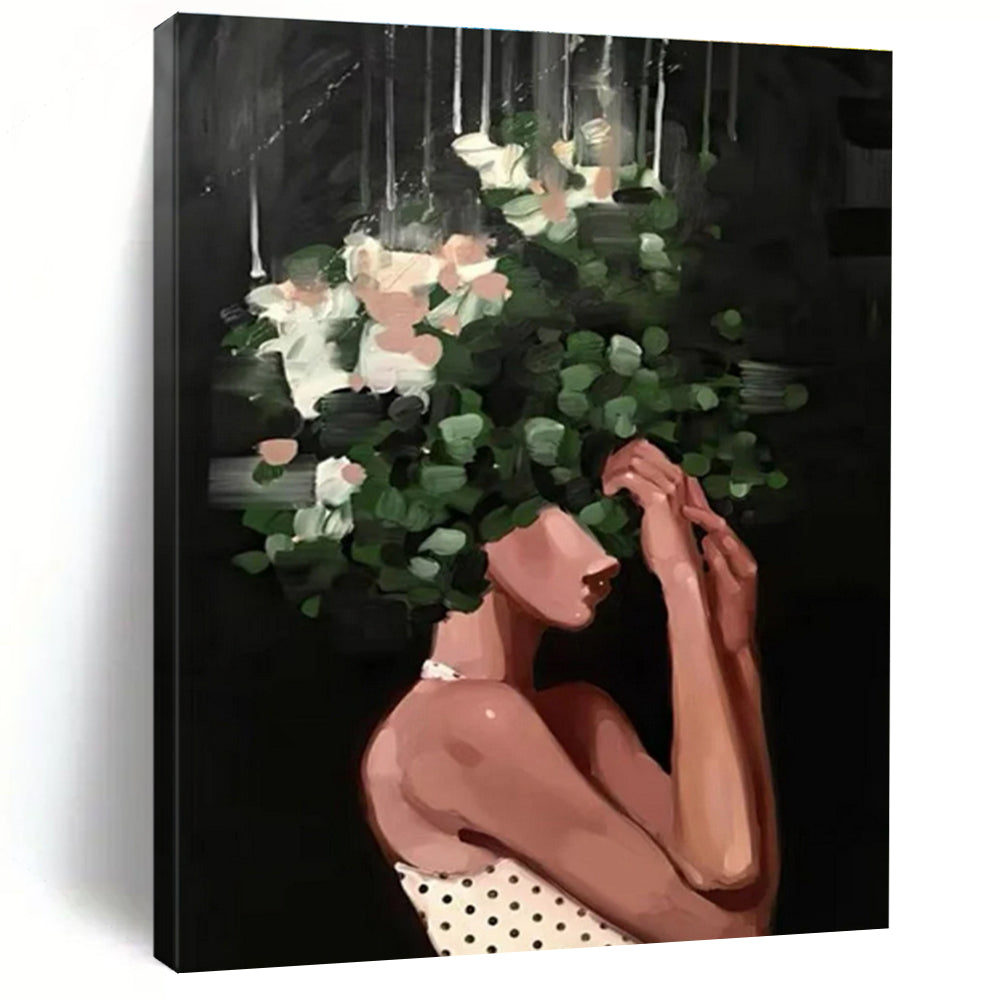 Woman with Floral Headpiece Painting for Bohemian - Styled Spaces HENG323