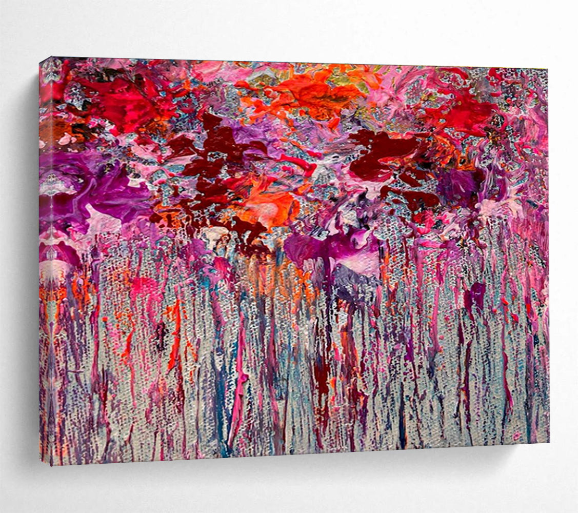 Pink and Purple Dripping Abstract Painting for Trendy Beauty Salons YHT351