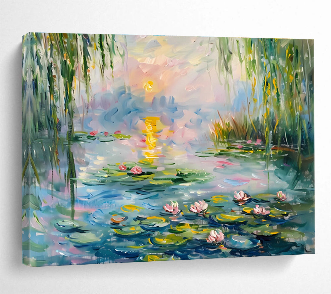 Water Lily Pond Abstract Painting for Spa Retreats YHT194