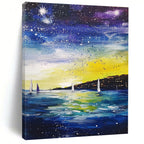 Starry Night Seaside Abstract Painting for Nautical - Themed Bedrooms GAB1263
