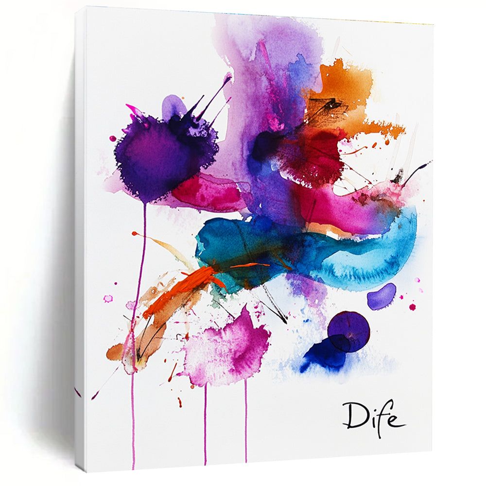 Vivid Watercolor Splatter Abstract Painting of Playful Chaos GAB0185