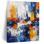 Blue Orange Abstract Cityscape Painting with Urban Rhythm WINK711