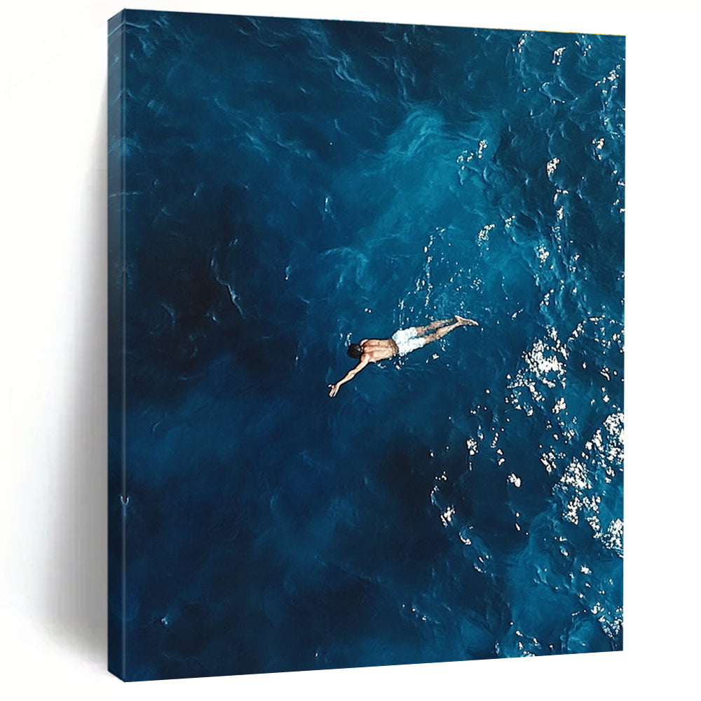 Man Floating in Ocean Abstract Photography of Serene Solitude GAB0195