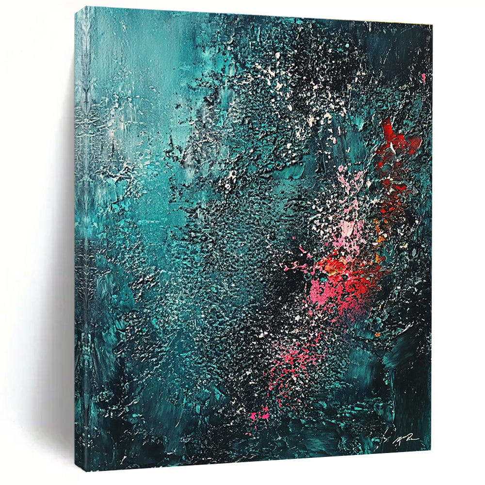 Teal and Pink Abstract Painting for Modern Art Gallery Feature Walls GAB1191
