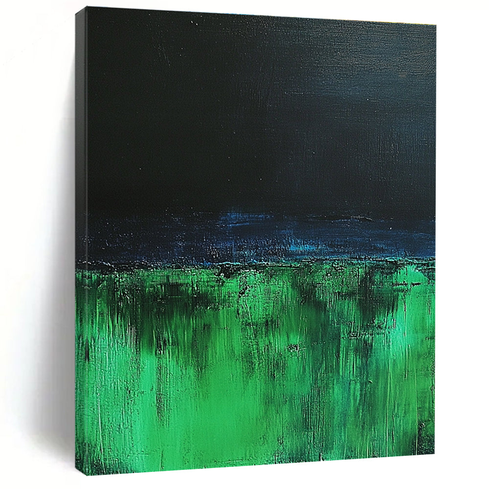 Dark Green and Blue Abstract Painting with Night Sky Vibes WINK116