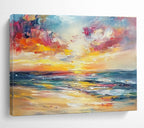 Impressionistic Sunset Sea: Vivid Colors of a Coastal Evening Abstract Painting ABS169