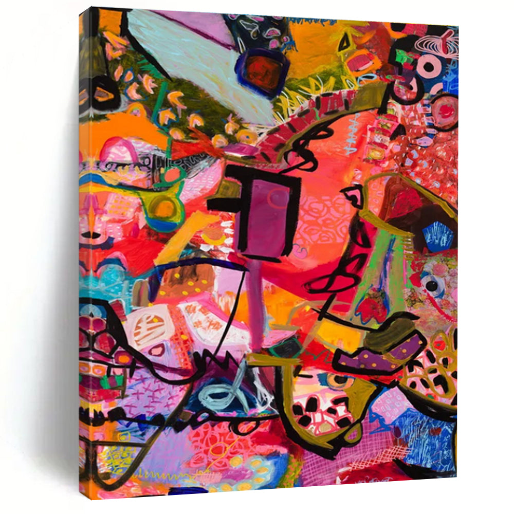 Dynamic Repeated Pink Abstract Painting for Modern Decor HENG295