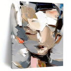 Abstract Portrait with Layered Paints Painting for Contemporary Art Spaces HENG320