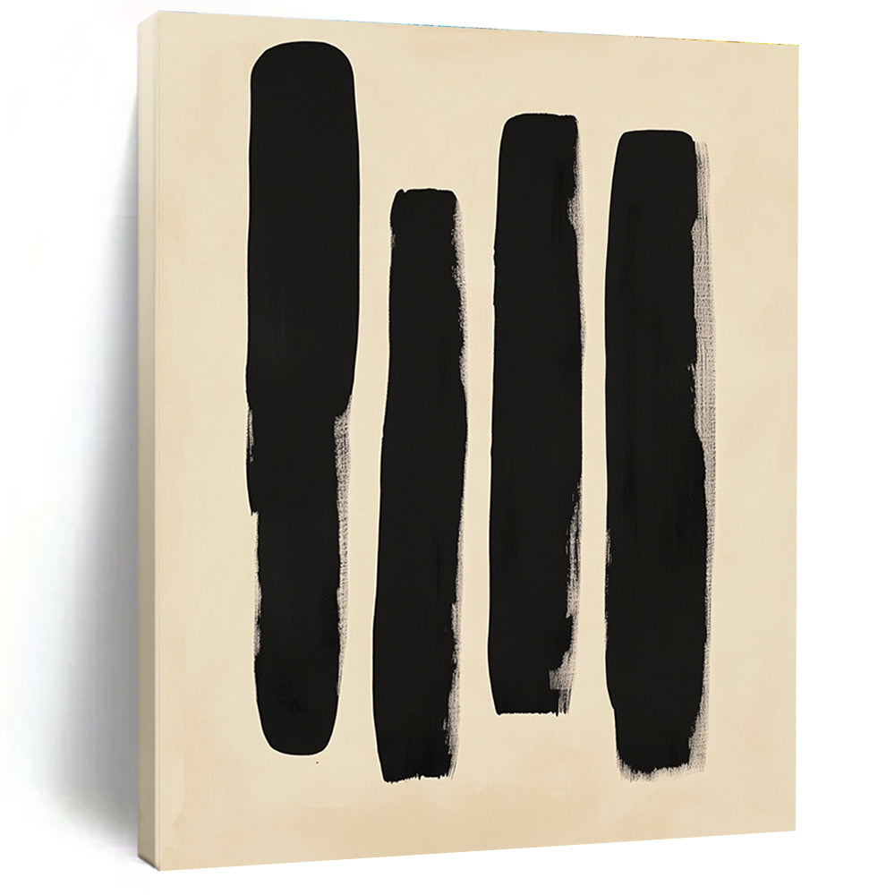 Black Vertical Strokes Abstract Painting with Minimalist Impact WINK240