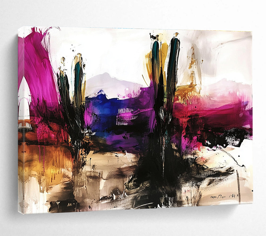 Vibrant Desert Cactus Abstract Painting ABS207