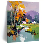 Colorful Village Landscape Abstract Painting for Bohemian - Style Country Homes GAB1347