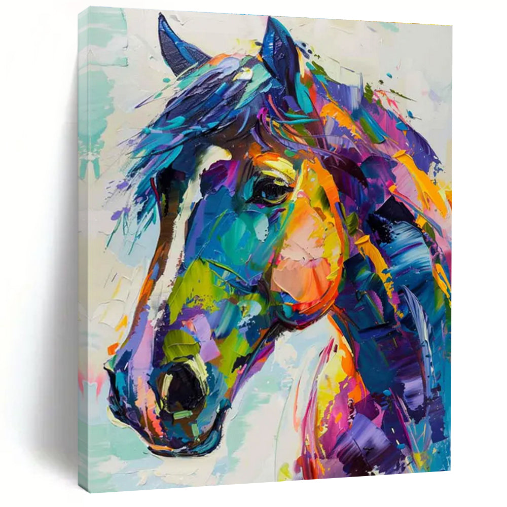 Colorful Horse Portrait Abstract Painting for Equestrian - Themed Clubs HENG086