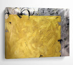 Bold Yellow Block Abstract Painting for High - Energy Spaces YHT153