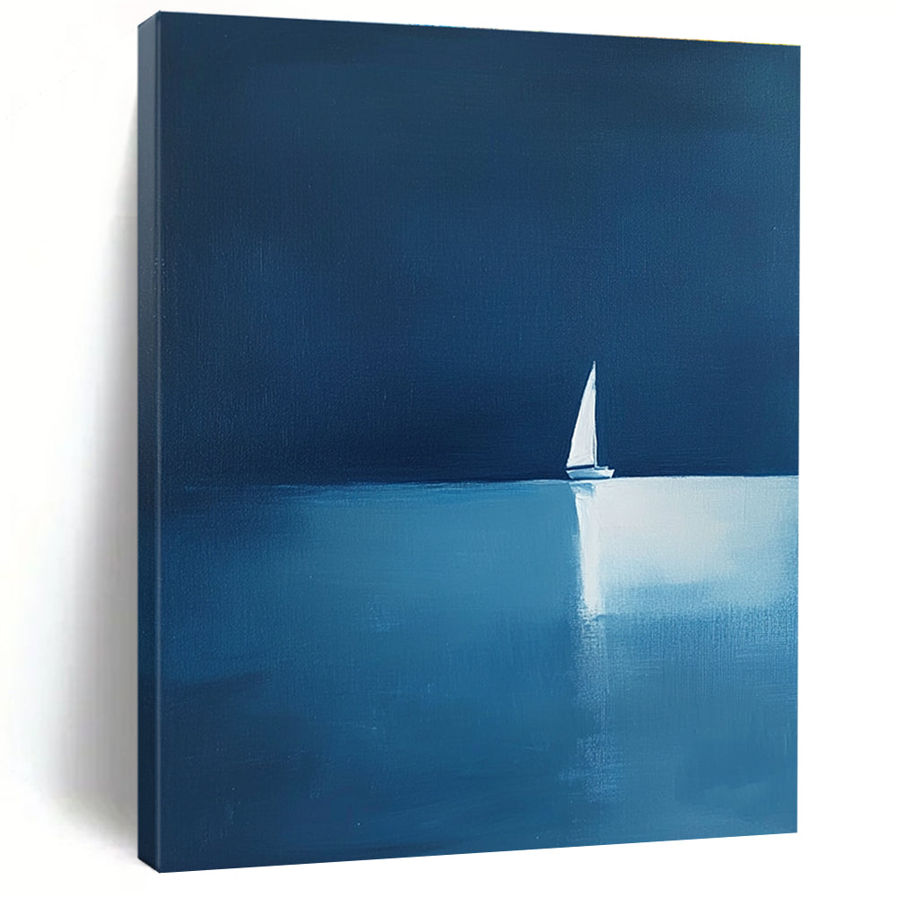 Distant Sailboat Reflection Minimalist Nautical Abstract Painting GAB0224