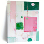 Pink Green White Abstract Painting with Playful Geometry WINK518