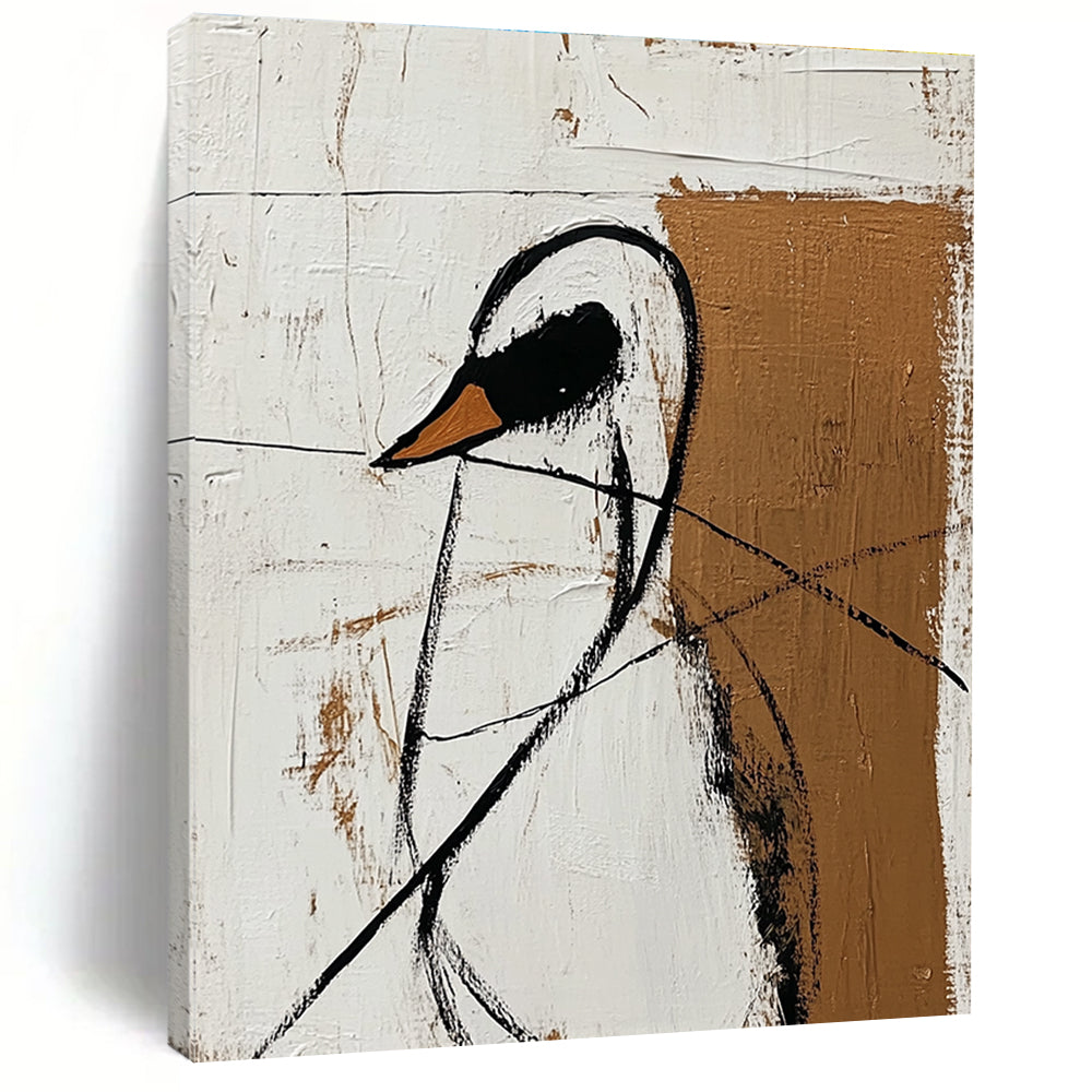 Minimalist Bird Abstract Painting for Nature - Loving Studies GAB0962