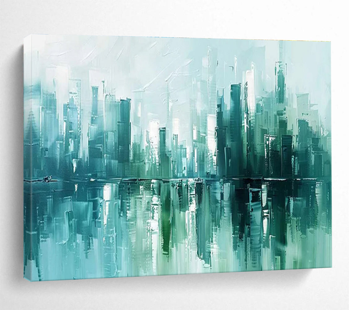 Cityscape Reflection Abstract Painting for Modern Urban Lofts YHT275