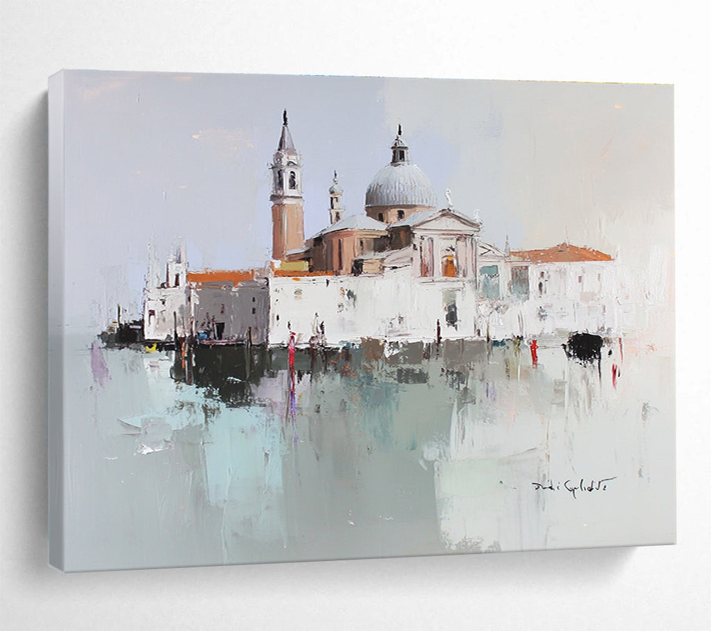 Impressionist Venice Scene Painting with Soft Blended Hues ABS568
