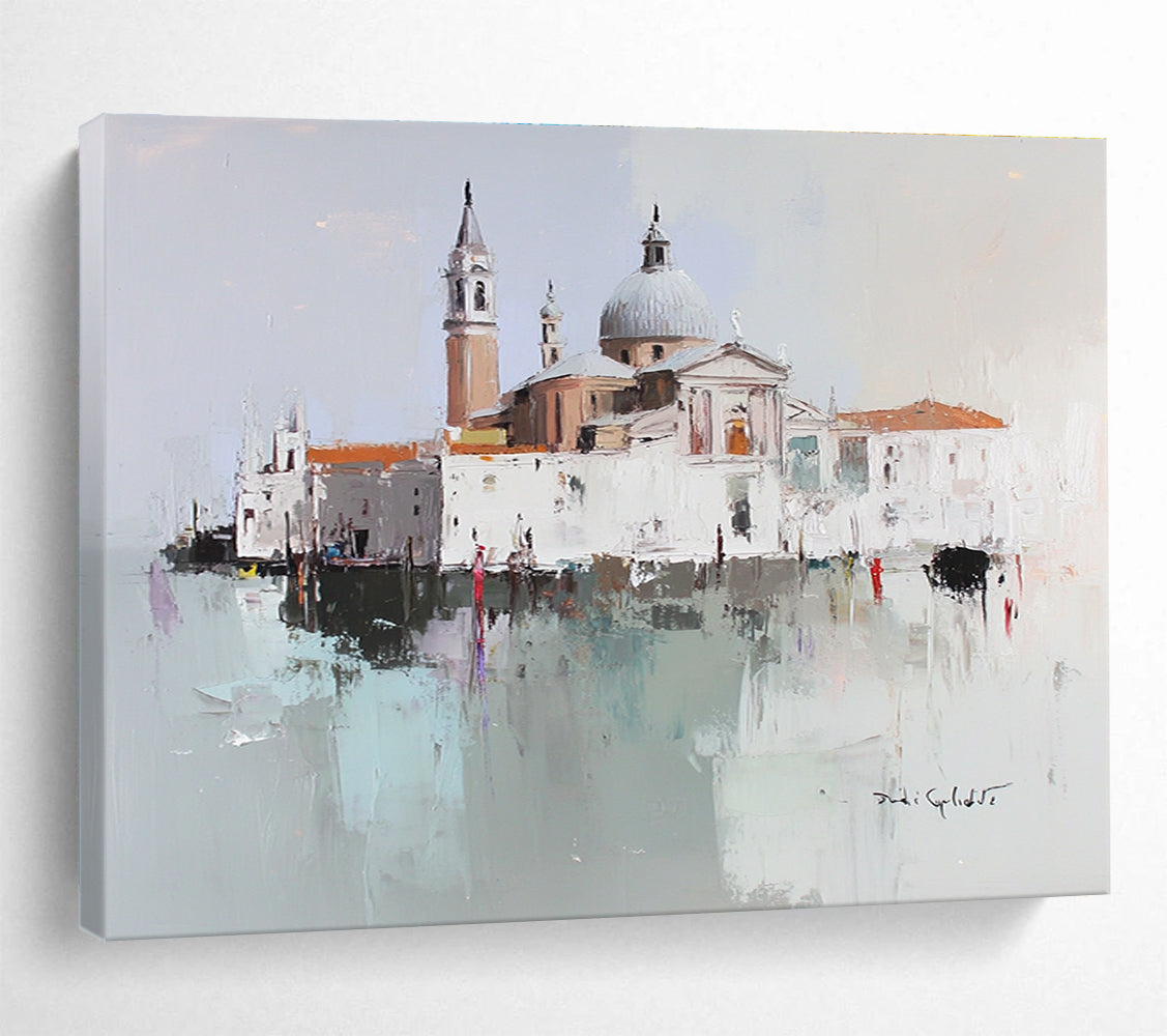 Impressionist Venice Scene Painting with Soft Blended Hues ABS568