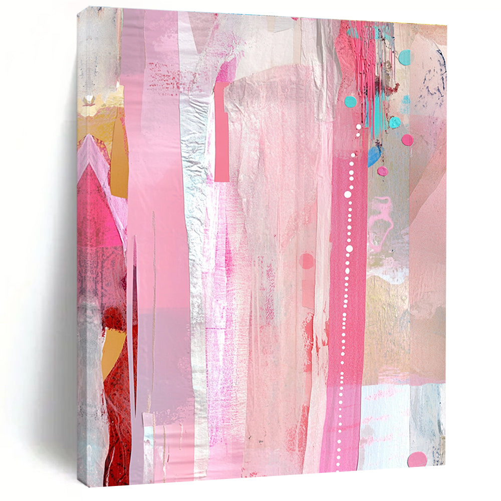 Pink and Silver Stripes Abstract Painting with Glamorous Grace WINK078