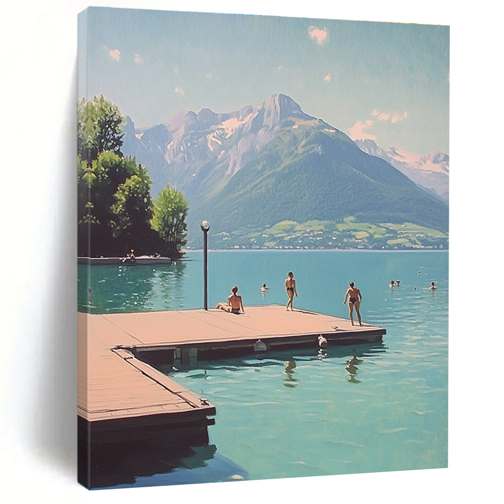 Lakeside Leisure Abstract Painting for Resort - Style Hotel Lobbies GAB1294