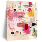 Playful Pink Doodles Whimsical Sketch Abstract Painting GAB0248