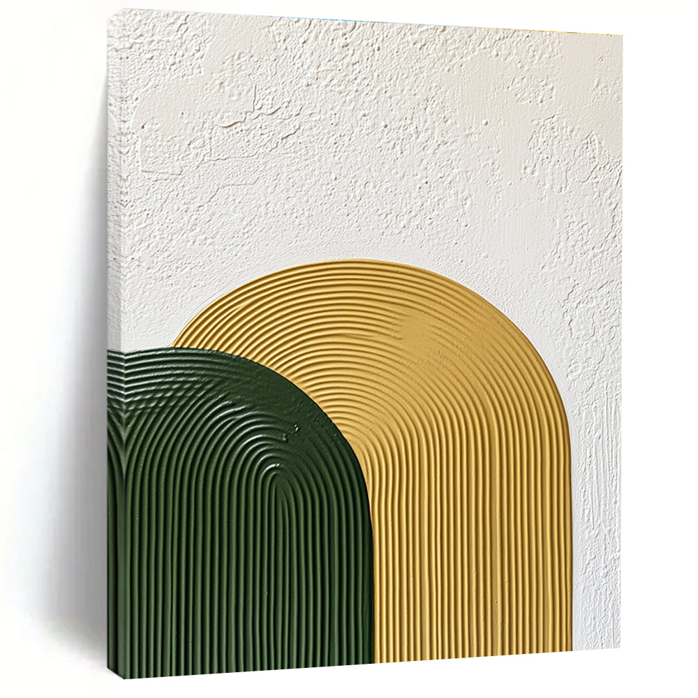 Green and Yellow Arches Abstract Painting of Playful Geometry GAB0095