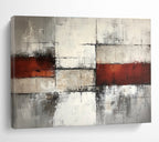 Gray, White, and Red Abstract Painting ABS589