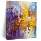 Purple Yellow Blue Abstract Painting with Vibrant Contrast WINK481