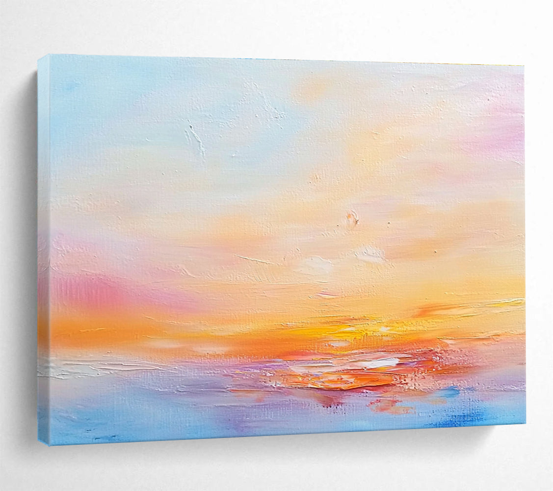 Pastel Sunset Abstract Painting with Dreamy Warmth ABS440