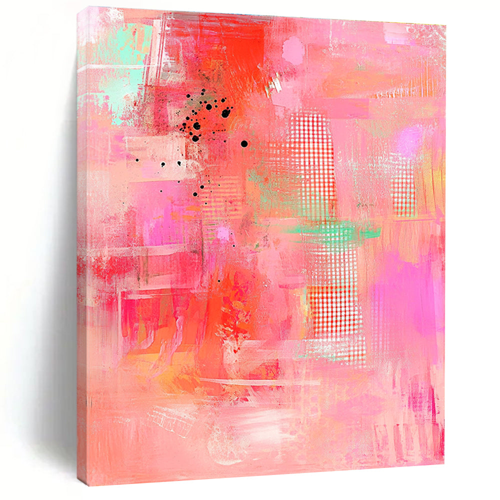 Pink Abstract with Dots Playful Abstract Painting GAB0318