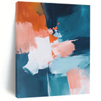 Blue Orange Block Abstract Painting with Vibrant Contrast WINK790