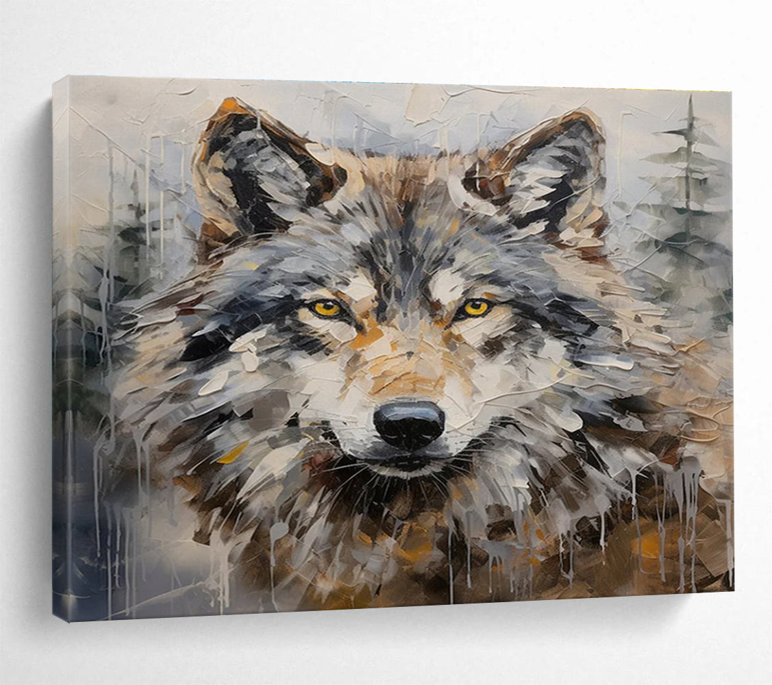 Wolf Portrait Abstract Painting for Wilderness - Inspired Spaces YHT077