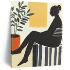 Silhouette with Plant Abstract Painting for Modern - Styled Studies GAB1024