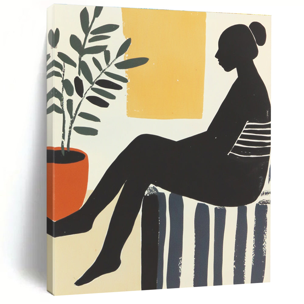 Silhouette with Plant Abstract Painting for Modern - Styled Studies GAB1024