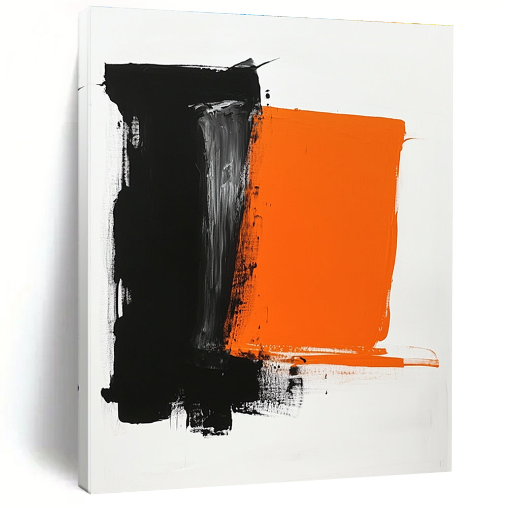 Black and Orange Abstract Painting with Bold Forms WINK830