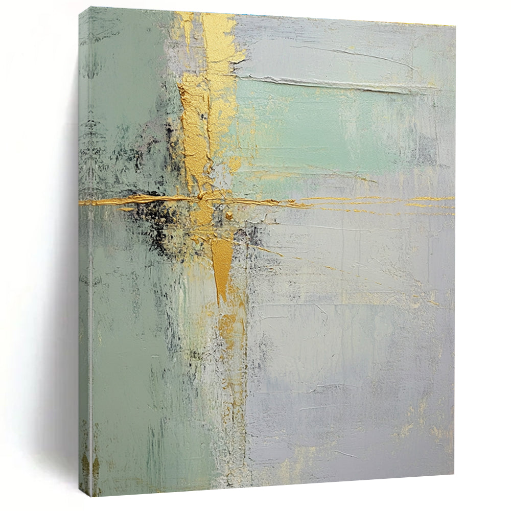 Green Gold Gray Abstract Painting with Calm Refinement WINK529