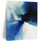 Blue Abstract Ink Fusion Painting with Ethereal Flow WINK389