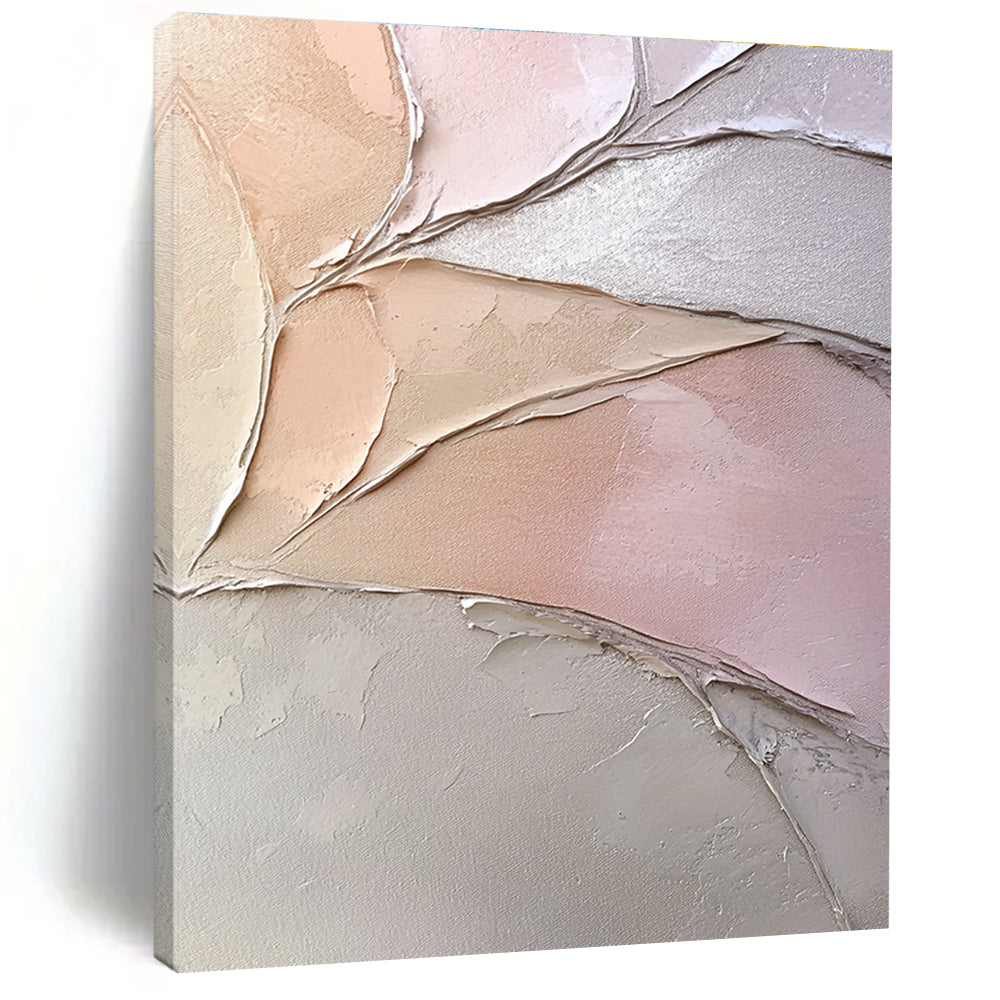 Textured Pastel Leaves Abstract Painting with Delicate Charm WINK053