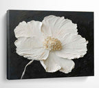 Textured White Flower Abstract Painting for Elegant Spaces YHT090