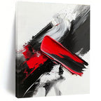 Red - Black - White Abstract Painting with Passionate Contrast WINK369