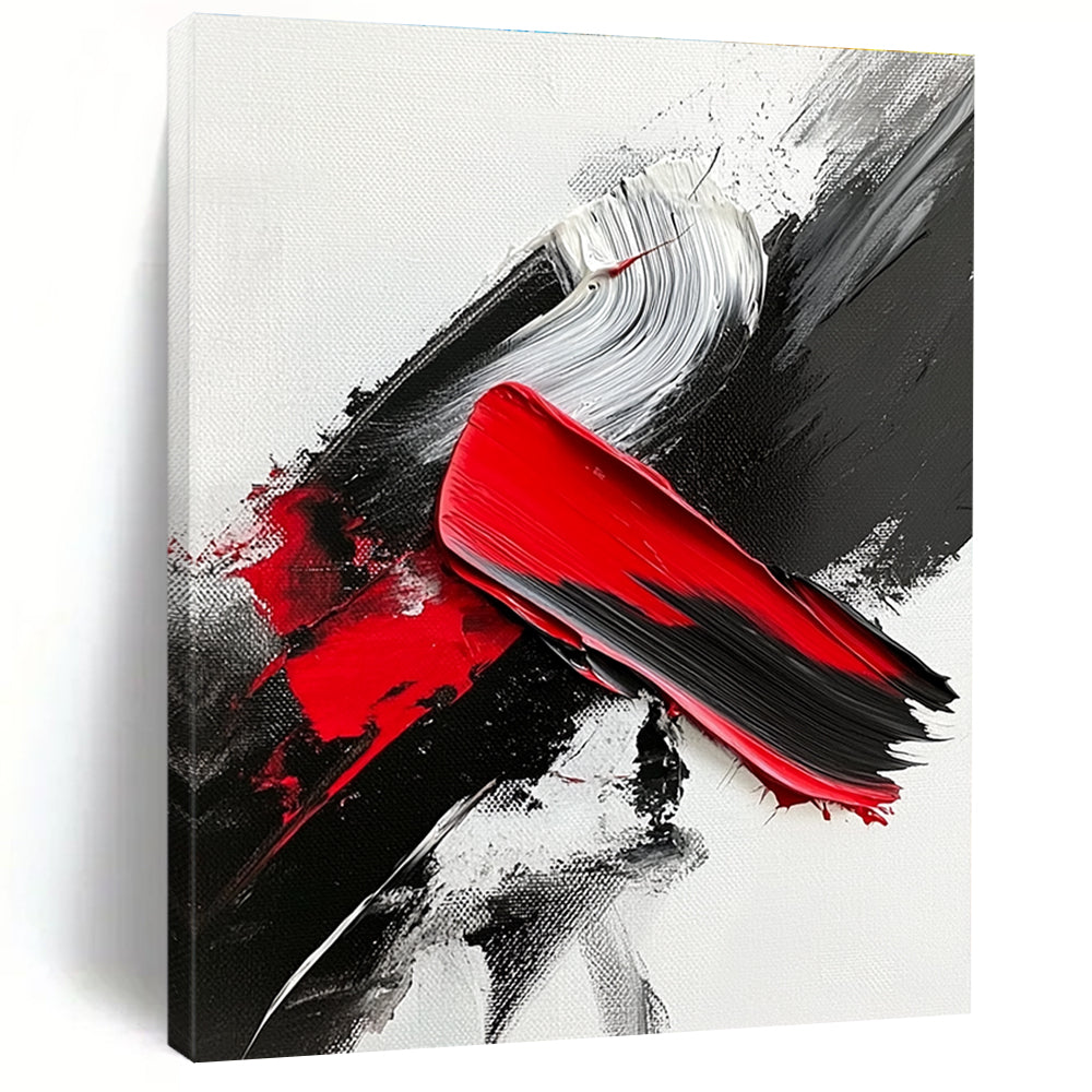 Red - Black - White Abstract Painting with Passionate Contrast WINK369