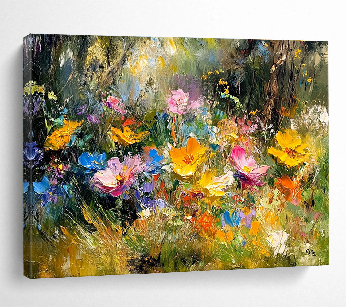 Vivid Wildflower Meadow Painting with Lush Colorful Blooms ABS559