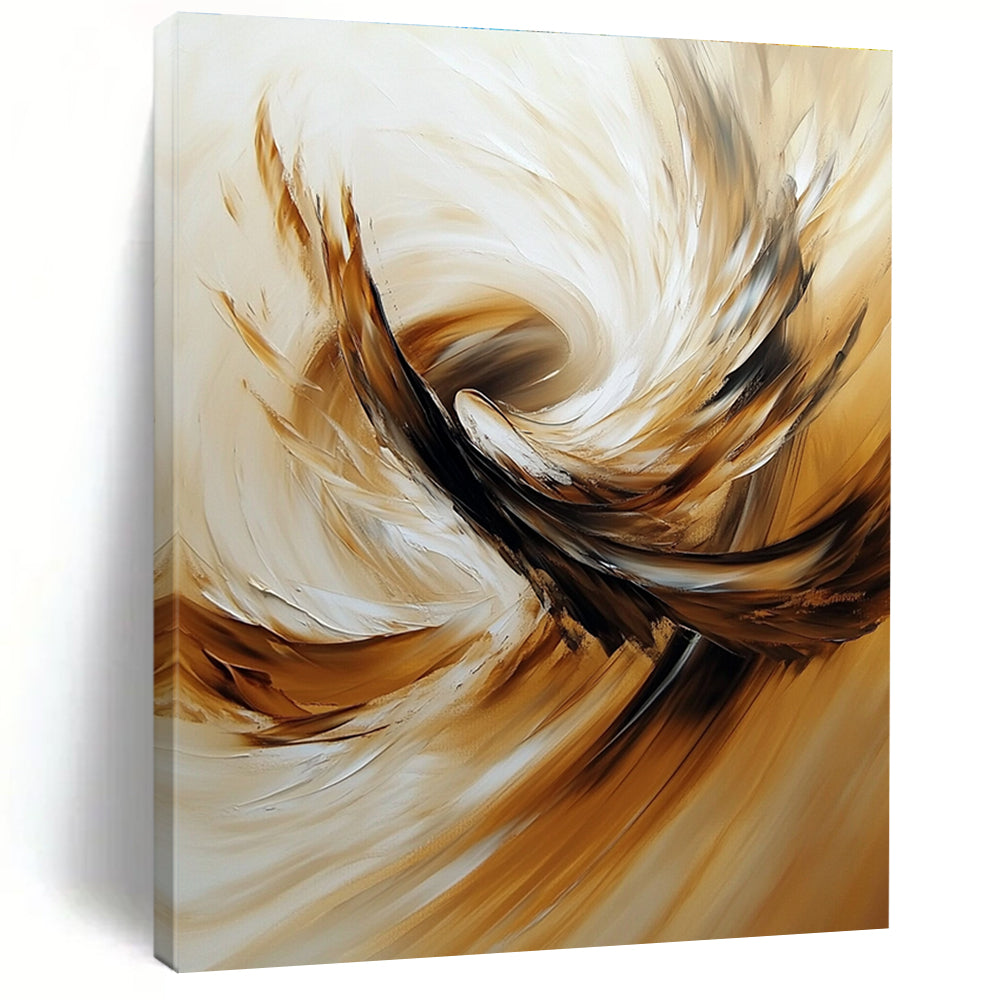 Swirling Brown Feathers Abstract Painting for Luxury - Styled Lounges GAB1109