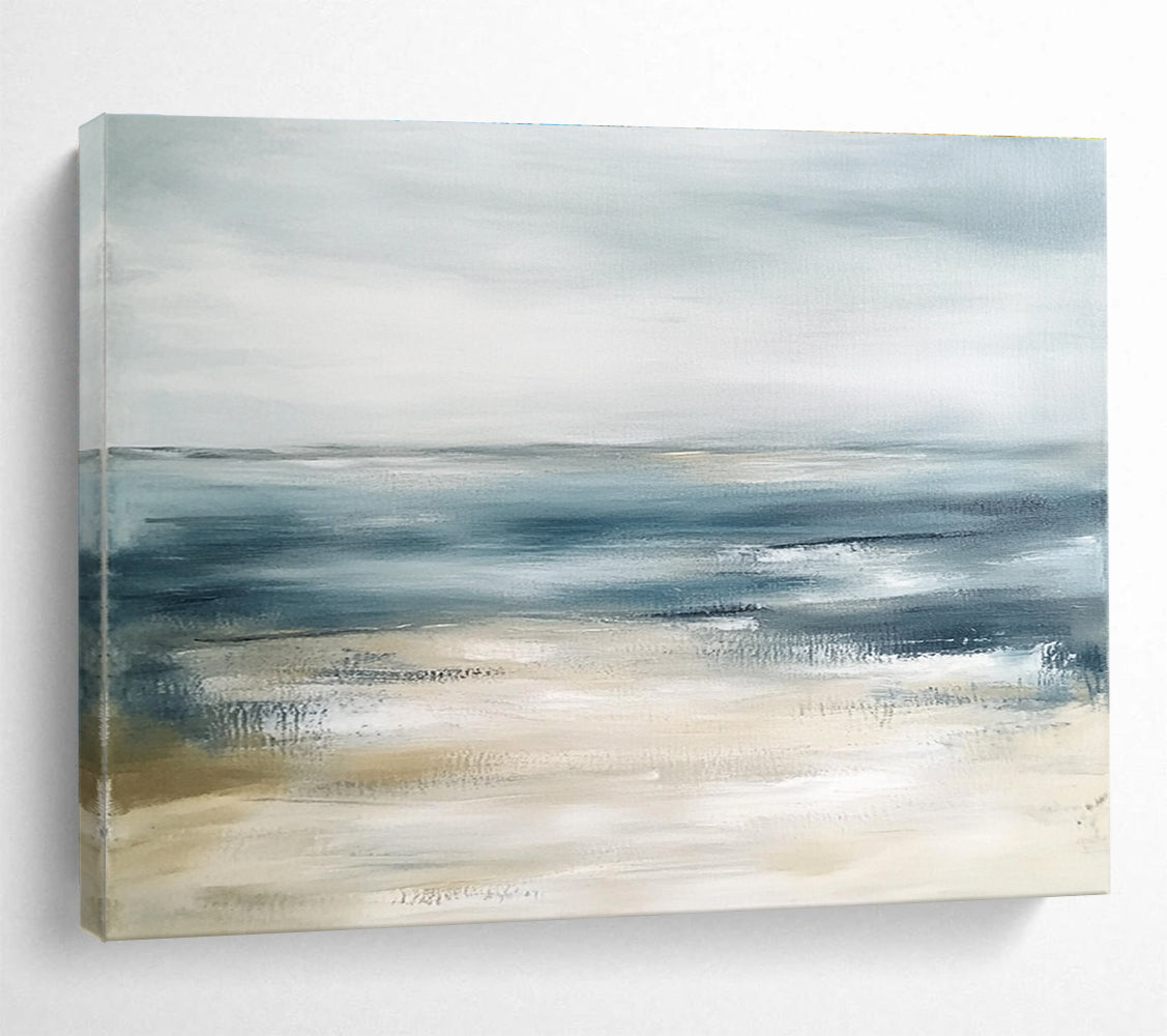 Soft Blue - Gray Seascape Abstract Painting with Subtle Beauty ABS436