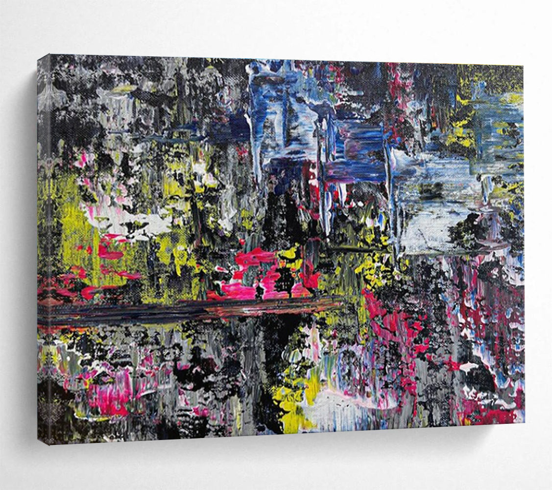 Vibrant Abstract Nightscape Painting for Lively Bar Lounges YHT338