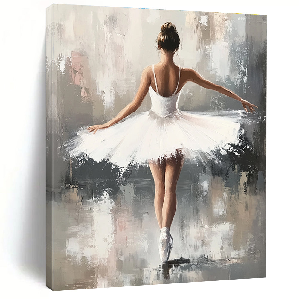 Ballerina in White Tutu Graceful Abstract Painting for Art - Loving Spaces GAB1422