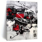 Red - Black - White Dynamic Abstract Painting for Creative Studios HENG383