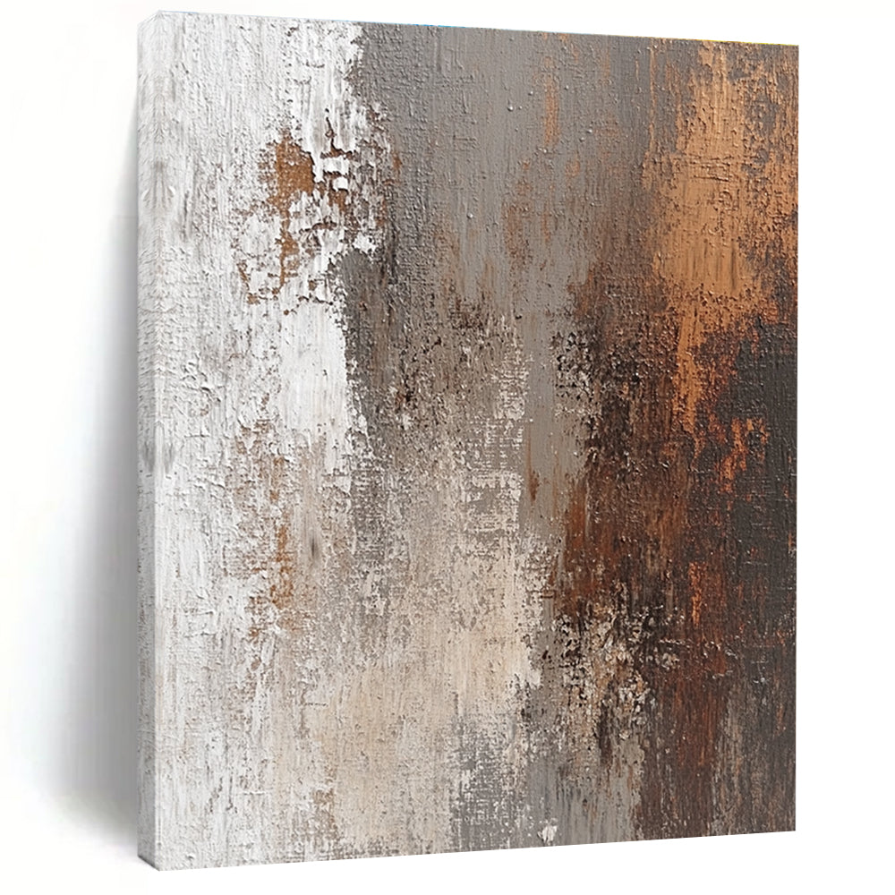 Rustic Brown and White Abstract Painting with Earthy Warmth WINK115