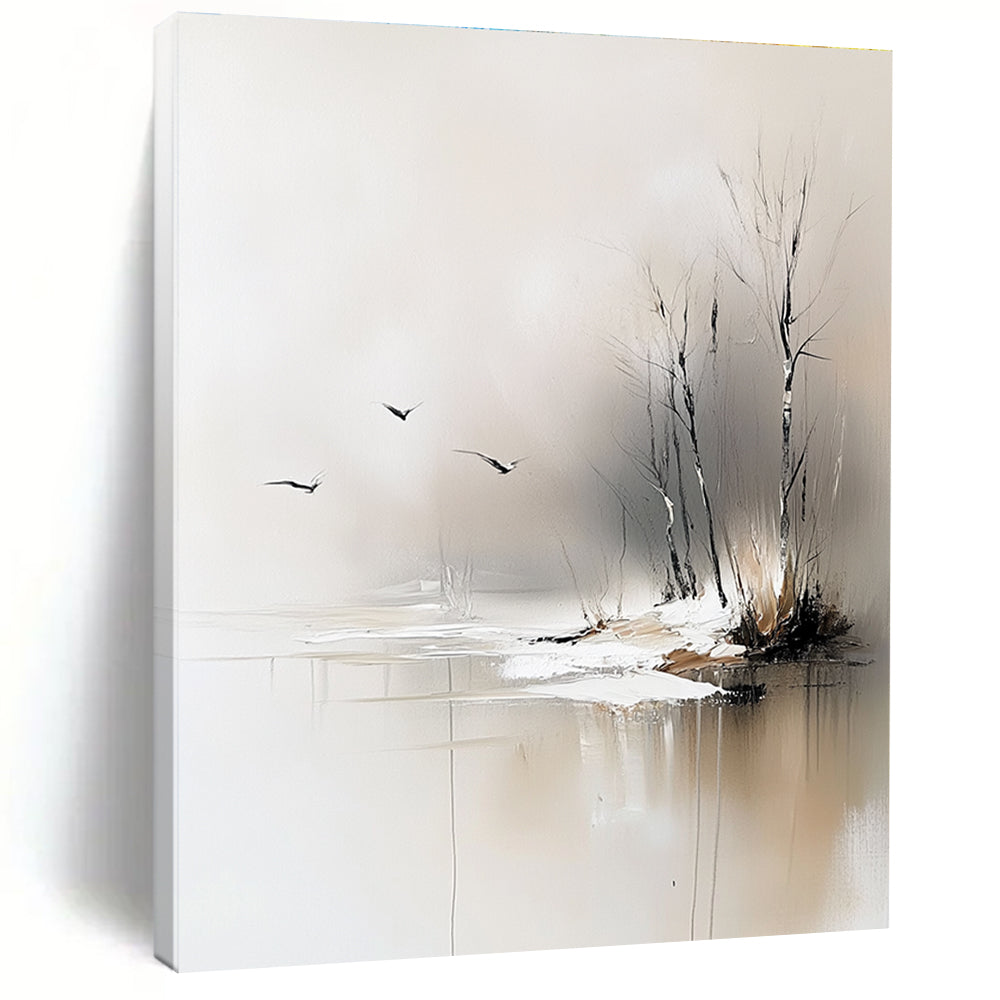 Winter Lake Abstract - Serene Snowy Landscape Art GAB0539